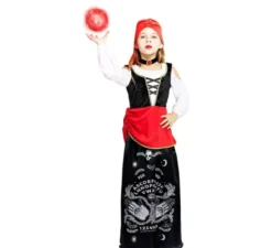 Costume da pitonessa con turbante rosso per bambina e adolescente
