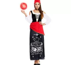 Costume da pitonessa con turbante rosso per donna