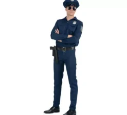 Costume da poliziotto blu con cintura per uomo