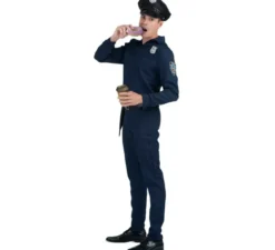 Costume da poliziotto blu con cintura per uomo