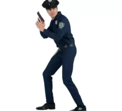 Costume da poliziotto blu con cintura per uomo