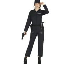 Costume da poliziotto nero con pantaloni per adolescenti