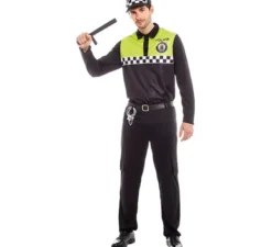 Costume da poliziotto nero e giallo per uomo