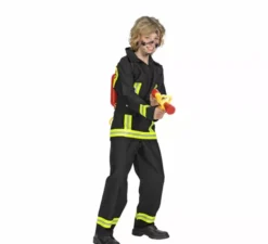 Costume da pompiere nero e giallo per bambini