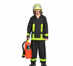 Costume da pompiere nero e giallo per bambini