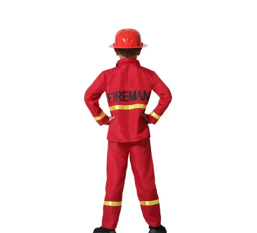 Costume da pompiere rosso e giallo per bambino