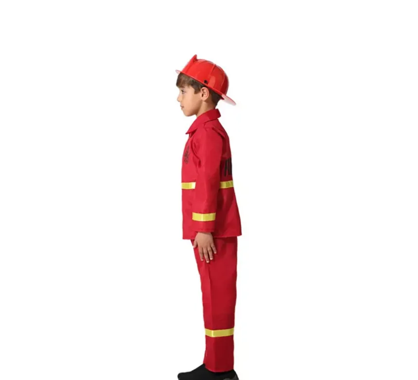Costume da pompiere rosso e giallo per bambino