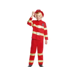 Costume da pompiere rosso e giallo per bambino