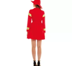 Costume da pompiere rosso e giallo per donna