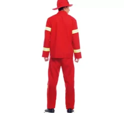 Costume da pompiere rosso e giallo per uomo