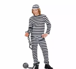 Costume da prigioniero a strisce bianche e nere per bambini