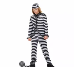 Costume da prigioniero a strisce bianche e nere per bambini