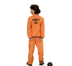 Costume da prigioniero con tesserino arancione per ragazzi