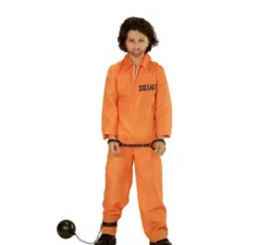 Costume da prigioniero con tesserino arancione per ragazzi