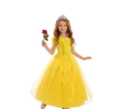 Costume da principessa delle fiabe gialla per bambine