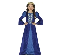 Costume da principessa o nobile medievale blu per bambina