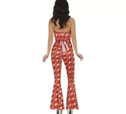 Costume da ragazza da discoteca rossastra anni '70 per donna