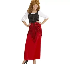 Costume da ragazza della taverna rosso e nero per donna