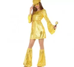 Costume da ragazza discoteca vestito oro per donna