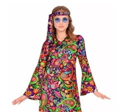 Costume da ragazza hippie in abito psichedelico per donna