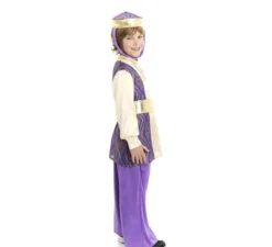 Costume da Re Baltasar del Paggio Viola con cappello per bambino