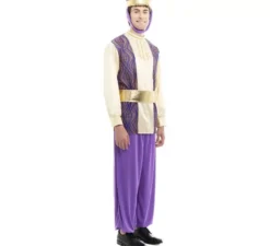 Costume da Re Baltasar del Paggio Viola con cappello per uomo