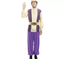 Costume da Re Baltasar del Paggio Viola con cappello per uomo