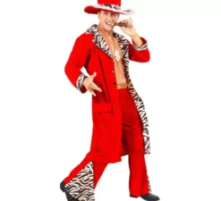 Costume da Re dei Pimps in velluto rosso per uomo