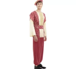 Costume da Re Gaspar del Paggio Rosso con cappello per uomo