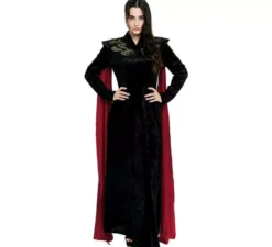 Costume da Regina Drago Nero con maniche rosse per donna