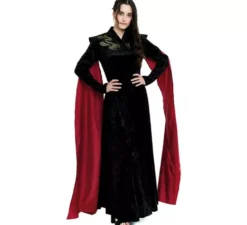 Costume da Regina Drago Nero con maniche rosse per donna
