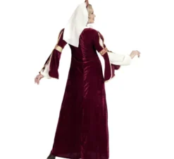 Costume da regina medievale bordeaux per donna