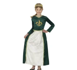 Costume da regina medievale verde per bambine