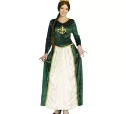 Costume da regina medievale verde per donna