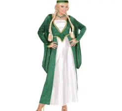 Costume da regina rinascimentale in velluto verde per donna