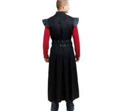 Costume da re medievale nero con borchie per uomo