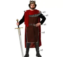 Costume da Re Medievale Rosso per uomo