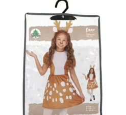 Costume da renna bianco e marrone in abito per bambina
