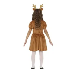 Costume da renna bianco e marrone in abito per bambina