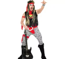 Costume da Rock Star nero e rosso per uomo