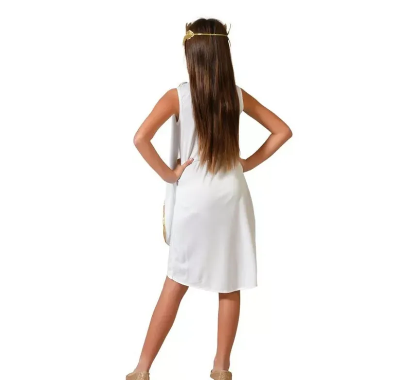 Costume da Romana bianco con dettagli dorati per bambina
