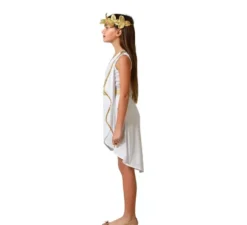 Costume da Romana bianco con dettagli dorati per bambina