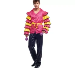 Costume da Rumbero brasiliano nero con balze per uomo