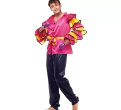 Costume da Rumbero brasiliano nero con balze per uomo