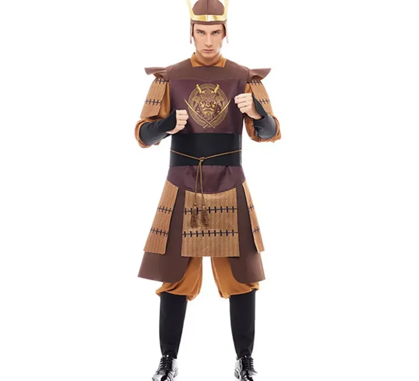 Costume da samurai leggendario giapponese marrone per uomo