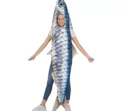 Costume da sardina intera con pinne per adulto