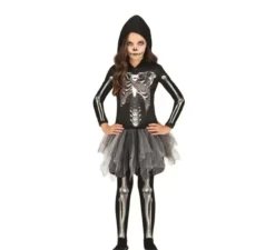 Costume da scheletro con cappuccio grigio per ragazza