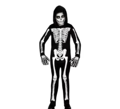 Costume da scheletro con cappuccio per bambini