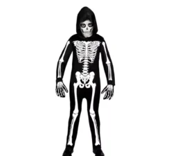 Costume da scheletro con cappuccio per bambini