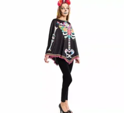 Costume da scheletro di Catrina o poncho per donna